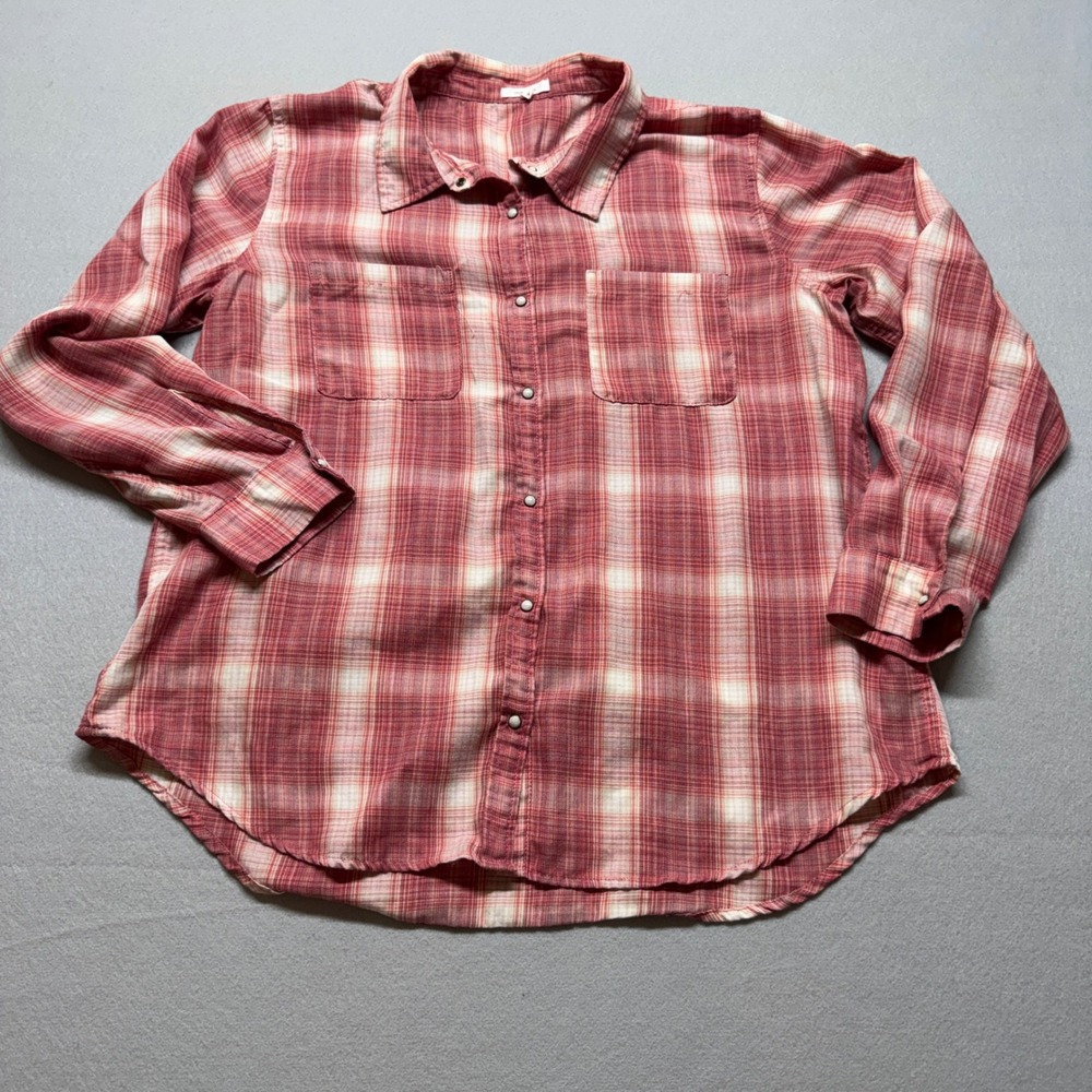 Maurices Womens XL Red Plaid Button Down Shirt Long Sleeve Dual Pocket